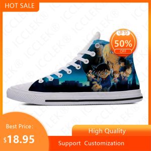 Sapatos Hot Cool Fashion Cartoon Harajuku Súvias de verão Manutenção Casual Sapatos Casuais Detective Womens Detetive Conan High Top Board Sapatos