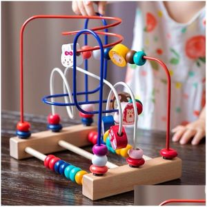 Intelligenzspielzeug Montessori Baby Holzroller Perlenlabyrinth Kleinkind Frühes Lernen Bildungspuzzle Mathespielzeug für Kinder 1 2 3 Ja Dhkbi