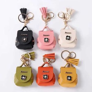 Chaveiros Cordões 1 personalizado e fofo Kawaii mini bolsa chaveiro vintage novos fones de ouvido carteira de carro pingente de couro carteira de moeda mini bolsa acessório J240330