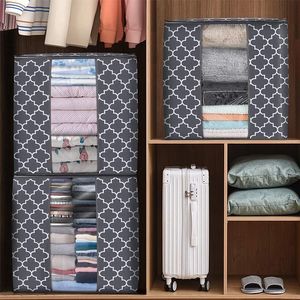 2024 Foldable Storage Box Portable Clothes Organizer Tidy Pouch Suitcase Non-woven Home Storage Box Quilt Storage Container Bag Box