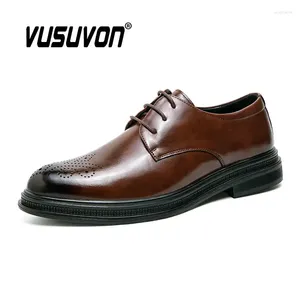 Casual Shoes Fashion Men Derby Dress Formal Wedding Brand Black Brogue Leather Big Size 38-45 Work Loafers Flats