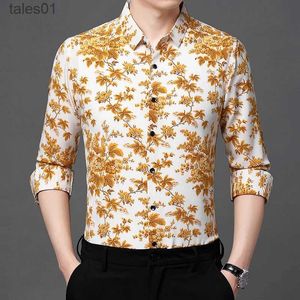 Men's Plus Tees Polos New Arrival Mens Flowers Clothing 2022 Spring Printing Shirts Long Sleeve Male Casual Floral Printed Dress yq240401