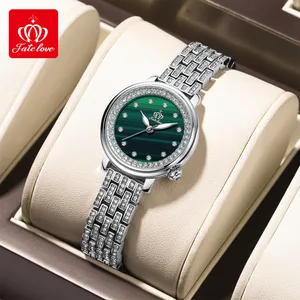 Fate love diamante conjunto elegante relógio de quartzo para mulheres