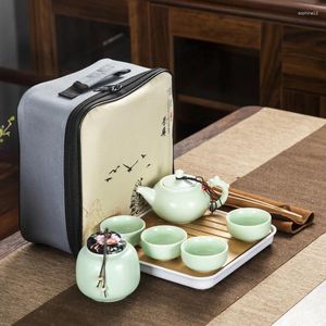 Teaware Sets Home Office Ceramic Teapot Tea Cup Set Chinese Kungfu Outdoor Travel Portable Creative 1Pot 4Cup SetLE180