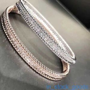 Luxury Top Fine Brand Bangle for Women Classic Vanclef High Edition v Gold Thick Plated 18k Narrow Edition Single Row Diamond Bracelet