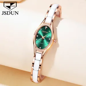 Wristwatches JSDUN 8842 Fashion Quartz Watch Gift Ceramic Watchband Ellipse-dial