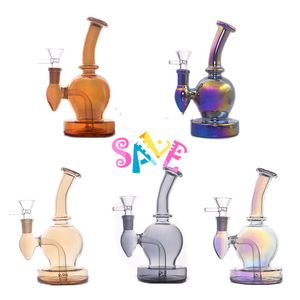 Atacado 17,5 cm colorido fumar narguilé cachimbos mais novo design 14mm feminino vidro água dab rig bong com tabaco claro tigela de erva seca