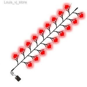 LED Strings Rattan String Lights Valentine Red Heart In Bendable Battery Operated For Bedroom Hotel Living Room YQ240401