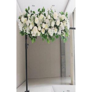 Bröllopsdekorationer 50 cm konstgjord blomsterrad akantosfär pion ros hortensia eukalyptus växt blandar bågdekorativ dekoration fl dh85a