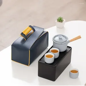 Teaware Set Travel Tea Set Mini Hushållskopp Tekanna Tray Portable Outdoor Gift Chinese Pot