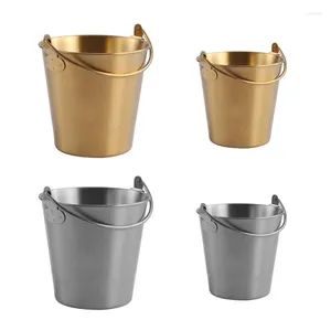 Plates Versatile Stainless Steel Dessert Pails Mini Metal Bucket With Handle Buckets Perfect For Weddings And Home Use KXRE