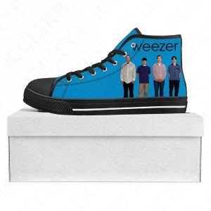 Skor weezer pop rock band hög topp hög kvalitet sneakers män kvinnor tonåring duk sneaker casual par skor anpassad sko svart