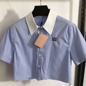 Camicie camicie da donna corto lettere ricamate top designer di lusso a contrasto con il collo in lava