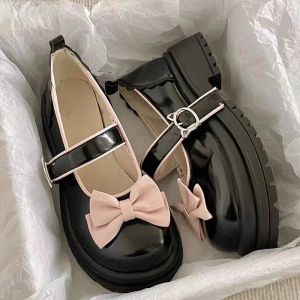 Насосы Bow Lolita Shoes Женская Мэри Джейн милая платформа обувь девочка с плоскими обувьми на высоких каблуках студенты колледжа каваи японские ретро -обувь