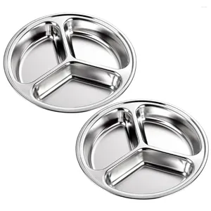 Plates 2pc Stainless Steel Round Dinner Dishes For Camping And Tableware Grade Material Durable Wear Resistant