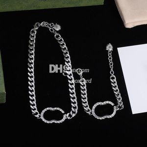 Silver rostfritt stål halsband armband smycken sätter charm kristall halsband hiphop stil armband halsband för ung