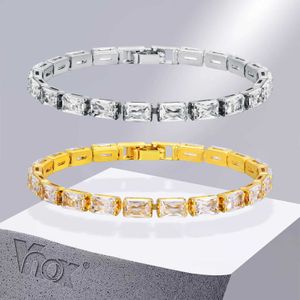 Chain Vnox 4mm Cubic Zirconia Stone Row Link Bracelets Women Girls Sparking Tennis Bracelet Anniversary Birthday Gift Q240401