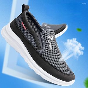 Casual Shoes Men's Summer Tennis Breathable Walking Anti Slip Middle-aged Elderly Mesh Cloth Sneakers Zapatos