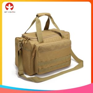 Bags Tactical Range Bag Molle System 600D Waterproof Gun Shooting Pistol Storage Pack Khaki Hunting Accessories Tools Sling Bag