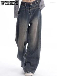 Kvinnors jeans wtempo 90 -talets vintage nödställda kvinnor y2k baggy pojkvän hippie koreanska streetwear hög midja breda ben denim byxor