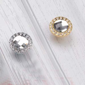 Högkvalitativ diamantkristall Pull Knobs Gold Silver Drawer Cabinet Dresser Furniture Door Handtag Pulls Knob