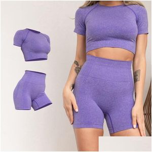 Kvinnor Tracksuits Casual Y Designer Lounge Wear Ribbed Two Piece Halter Top Tank Kort kvinnor Setwomens Drop Delivery Apparel Clothing Dhiia