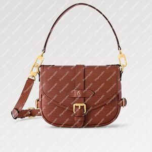 Explosion New Women's M23470 Saumur BB saddle softer bag Epi Grained cowhide leather archival design buckle magnetic closure Cognac brown Smooth