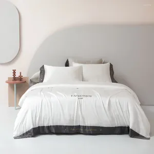 Bedding Sets 2024 Four-piece Simple Cotton Double Household Bed Sheet Quilt Cover Embroidered Twill Comfortable White Color