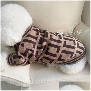 Dog Apparel Luxurys Autumn Winter Plaid Pet Clothes Fashion Embroidery Classic Puppy Sweater Designers With Letters Drop Delivery Home Dh8W0