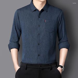 Camisas de vestido masculinas camisa gola quadrada primavera e outono fino-ajuste de mangas compridas de alta qualidade cavalheiro tops negócios casual casaco fino