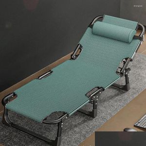 Mobiliário de acampamento Cadeira dobrável para escritório móvel Rollaway Sun Espreguiçadeiras Cama de solteiro portátil Mti-Funcional Recliner Adt Simple Nap Drop D Otk4P