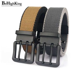 Bälten Mens Casual Canvas Belt 3,8 cm bred högkvalitativ nylon Taktiskt bälte Mens Ny legeringsstift Pin Buckle Belt Denim Jeans Q240401