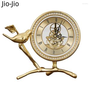 Table Clocks Retro Luxury Pure Copper Wall Clock Bird Branches Leaves Modern Creative Cool Art Fashion Living Room Desk Home Ornaments