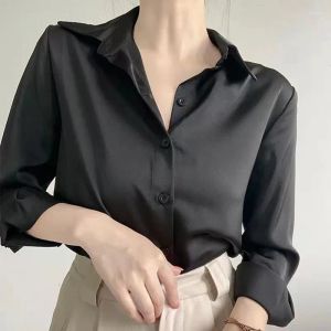 Womens Blouses Shirts White Work Clothes Women Career Spring Casual Long Sleeve Turn-Down Collar Blouse Woman Ol Style Shirt Elegant D Otblb