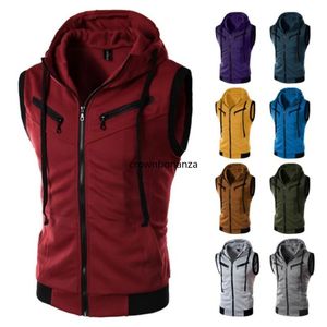 Mens Summer Outerwear Men Zipper Vests Cotton Tank t Sleeveless Coat Trendy Couple Tank Tops