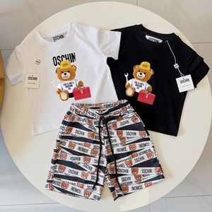 Designer Kids Clothing Set Little Bear Summer Children's Set Short Sleeve Men's and Women's Sports Set Trendy Brand Print Set Baby T-short Shorts Two Piece Set