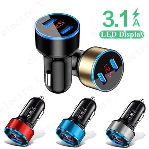 2 in1 LED DIVISE DISTRAL DUAL USB Universal Car Charger for iPhone 15 14 13 Samsung Huawei Mobile Phone Fast Charging Adapter 100pcs