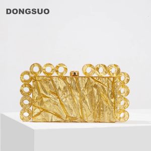 Pochette da sera con scatola in acrilico da donna per la festa nuziale Borse e borsette di lusso oro nero argento avorio Designer di alta qualità 240321