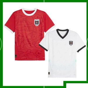 Futbol Formaları 2024 Euro Avusturya Ev Kırmızı Uzak Beyaz Futbol Gömlek 24/25 Erkek Spor Açık havada Milli Takım Üniforma Damlası Teslimat Athl Ott5b