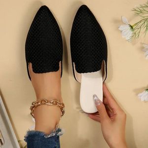Chinelos apontados dedo do pé respirável confortável simples feminino verão casual moda boca rasa sapatos planosno: 1-124-11