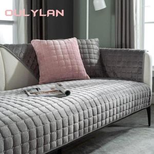 Чехлы на стулья Oulylan, однотонный нескользящий чехол для дивана, утолщенные мягкие плюшевые подушки-полотенца для декора мебели для гостиной, чехлы для дивана C
