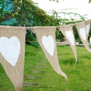 Party Decoration 13pcs/Set Love Heart Linen Pennant Banners Bridal Shower Wedding Birthday Signing Table Decors Supplies