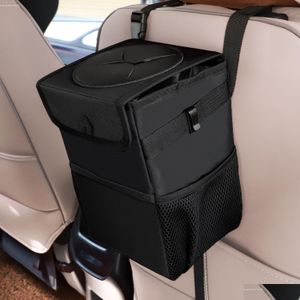 Car Organizer Trash Can Portable 100% Waterproof Hanging Storage Box Dustbin Holder Rubbish Case Bag242D Drop Delivery Automobiles Mot Otyht