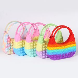 18,5 * 19,5 * 4,5 cm Bolsa Silicone Sensory Push Bubble Fidget Bag Crossbody Bag Antistress Squeeze Brinquedos Reliver Autismo Bolsa Bolsa Moeda para Crianças 247