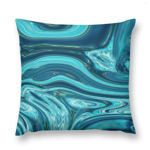 Kudde Abstract Ocean Waves Blue Marble Mönster Teal Swirls Throw Case Christmas Cusions Cover Cover