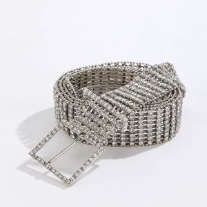 Mode midja 8 rader Silver S Decor Women's Chain Belts 240326