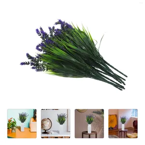 Dekorativa blommor 12 datorer konstgjorda lavendelblomma falska grönt gräs hem dekor lavender faux matbord party rekvisita växter