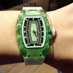 Luxury Female Richardmill Watch Green Mens Mechanical Fashion Crystal Wrist Movement Business Leisure Tape RMS07-02 Helt SIWSS Automatisk mekanisk