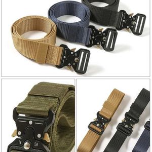 Belts 12 Color 125cm 2022 New Combat Belt Quick Release Tactical Belt Fashion Mens Canvas Belt Outdoor Waist Trainer Q240401