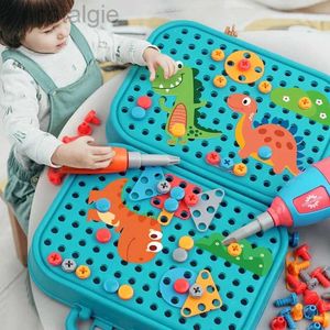 Blocks Kids Drill Boy Toys Simulation Screwing Blocks Toolbox Electric Drill Assembled DIY Repair Screw Puzzle Montessori Building Toy 240401